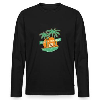 Sunsets & Palm trees - Men's Premium Organic Long Sleeve Shirt - black - Front - Nico (187cm)