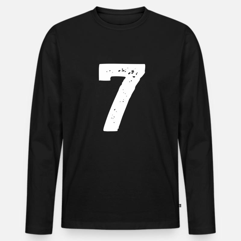 Rückennummer 7 - Männer Premium Bio Langarmshirt - Schwarz
