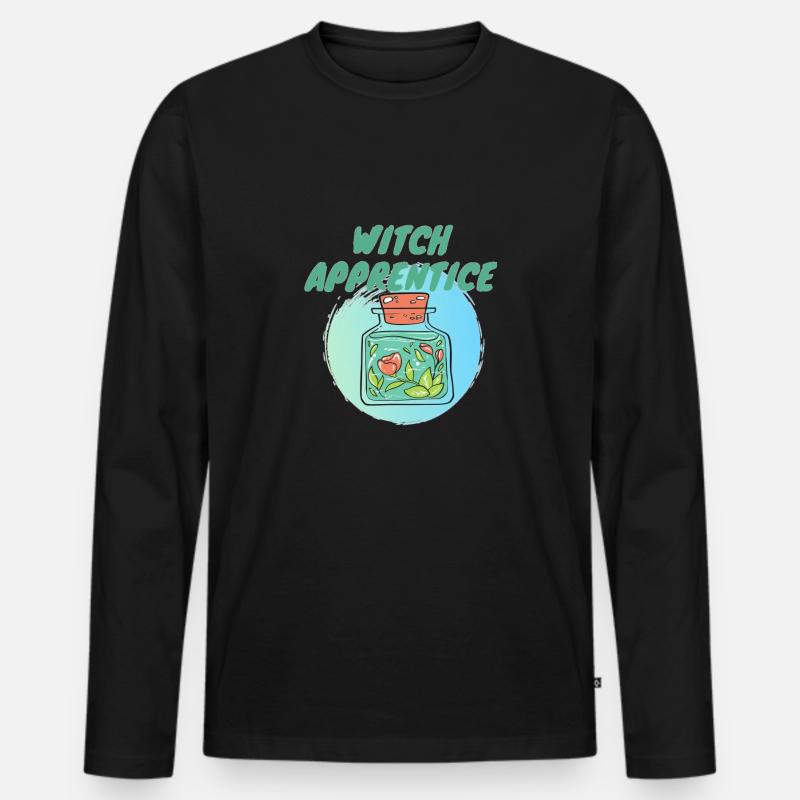 witch apprentice grün - Männer Premium Bio Langarmshirt - Schwarz