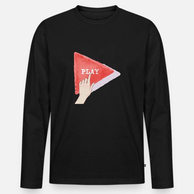 Play Button - Männer Premium Bio Langarmshirt - Schwarz