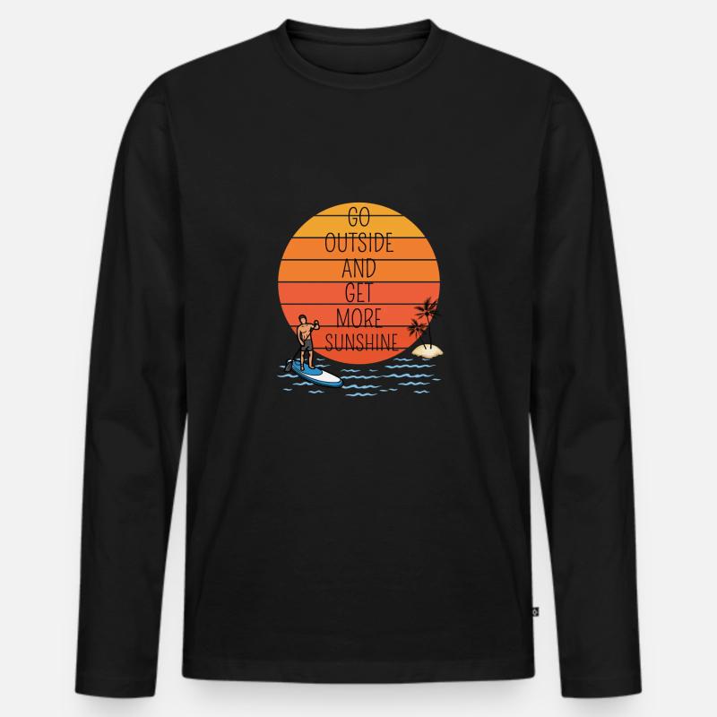 SONNE MEER SURF - Männer Premium Bio Langarmshirt - Schwarz
