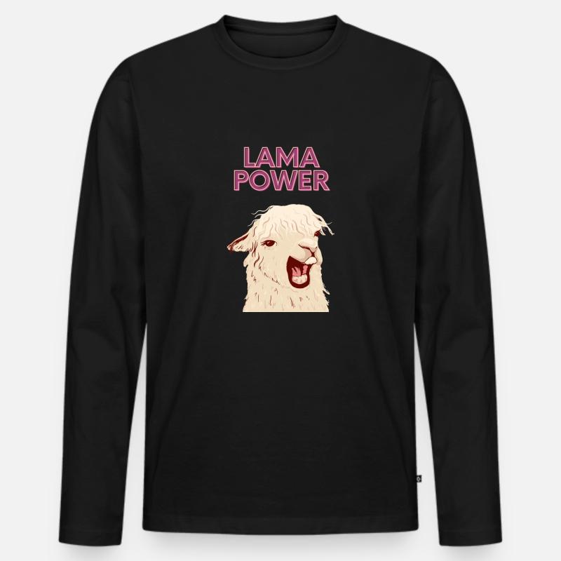 lama power - Männer Premium Bio Langarmshirt - Schwarz