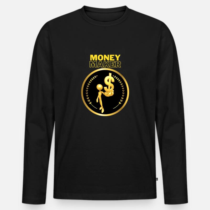 Money Maker 2 - Männer Premium Bio Langarmshirt - Schwarz