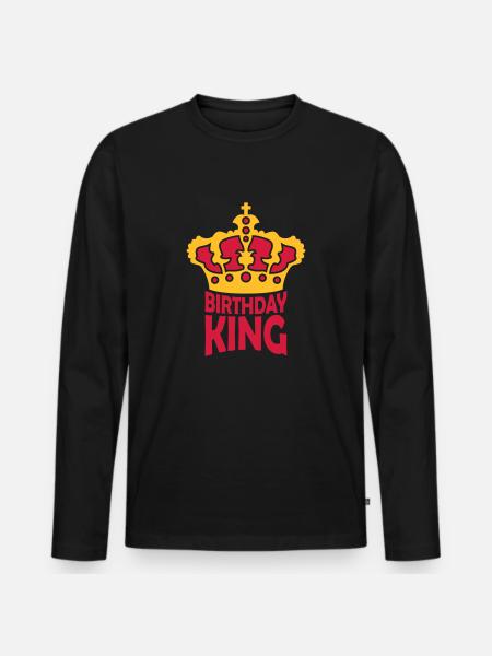Birthday King Party Logo - Men's Premium Organic Long Sleeve Shirt - black
