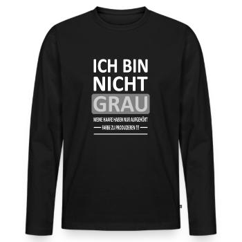 Ich bin Nicht GRAU - Version 2 - Männer Premium Bio Langarmshirt - Schwarz - Vorne - Nico (187cm)