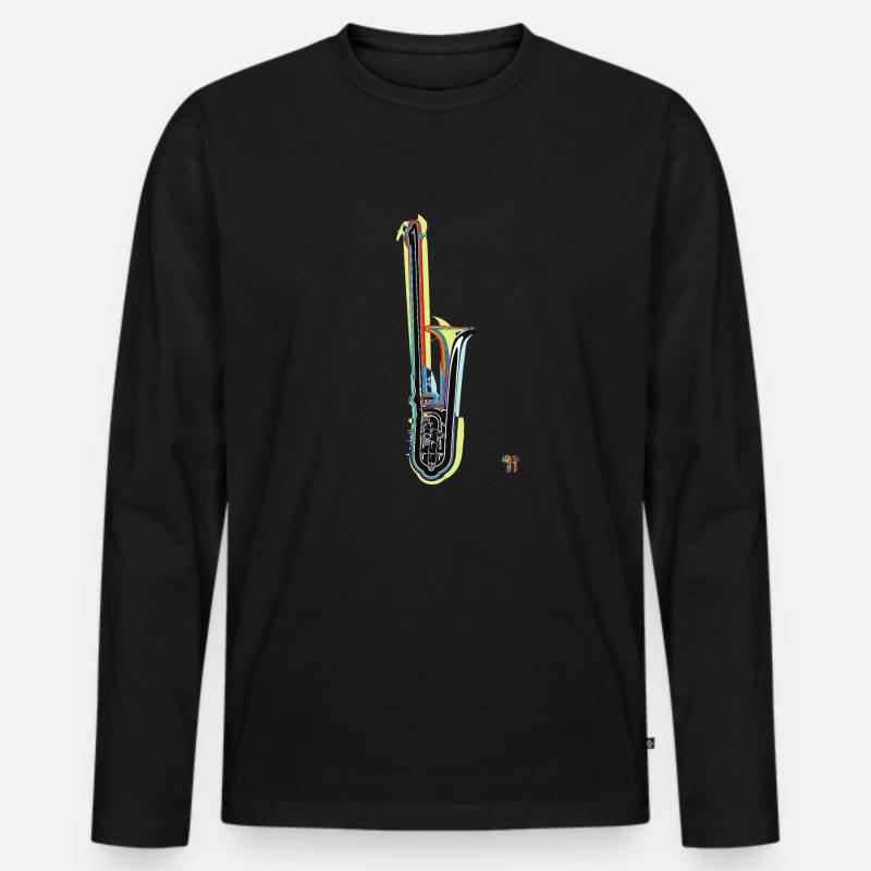 Posaune - Männer Premium Bio Langarmshirt - Schwarz