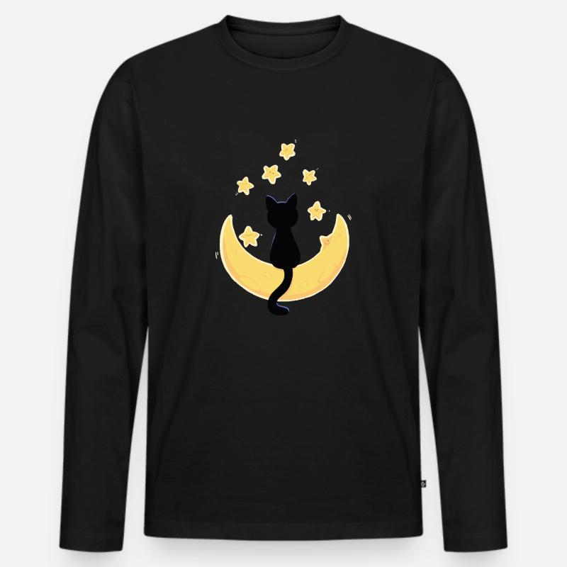 Mondkatze - Männer Premium Bio Langarmshirt - Schwarz