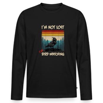Ornithologie Vogelforschung I'm Not Lost I'm - Männer Premium Bio Langarmshirt - Schwarz - Vorne - Nico (187cm)