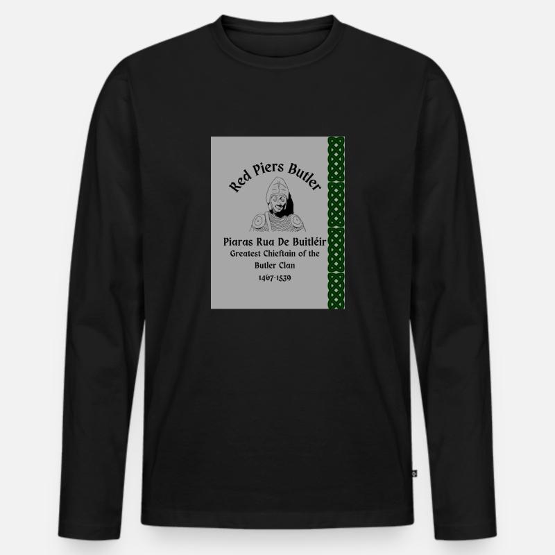 Red Piers Butler - Männer Premium Bio Langarmshirt - Schwarz