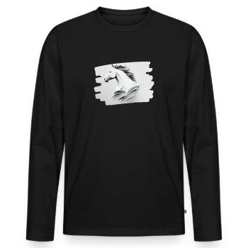 The Power and Purity of a White Horse's Head - Men's Premium Organic Long Sleeve Shirt - black - Front - Nico (187cm)