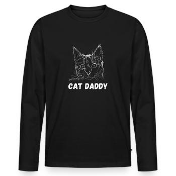 Papa chat - T-shirt manches longues Premium bio Homme - noir - Devant - Nico (187cm)