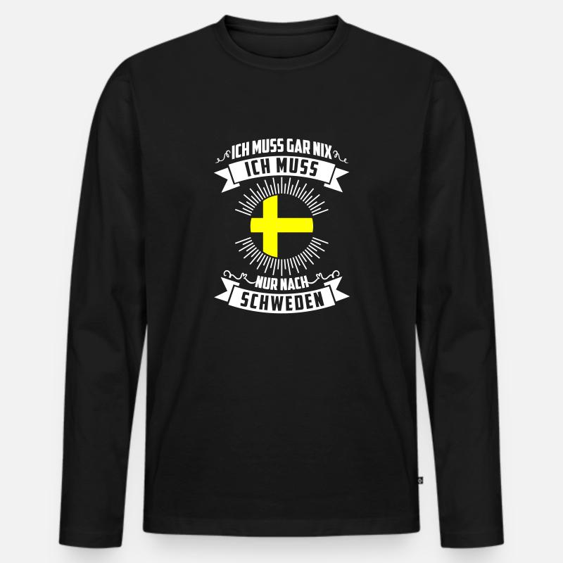 ich muss nach schweden - Männer Premium Bio Langarmshirt - Schwarz