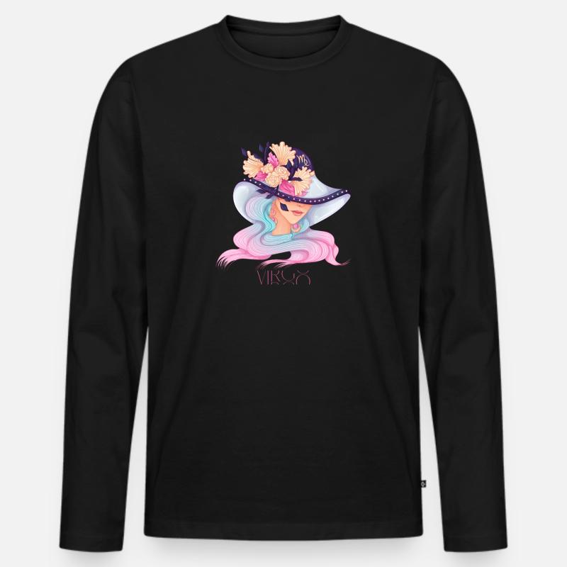 Jungfrau - Männer Premium Bio Langarmshirt - Schwarz