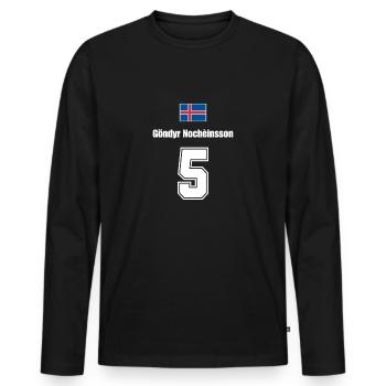 Island Trikot Nr.5 - Männer Premium Bio Langarmshirt - Schwarz - Vorne - Nico (187cm)