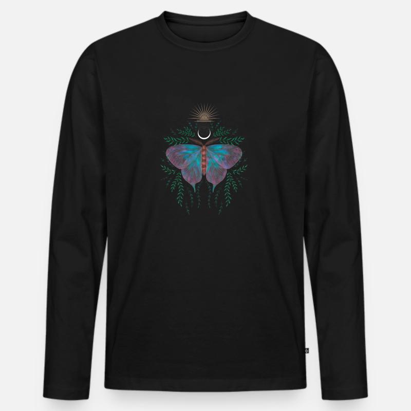 Allsehende Schmetterling - Männer Premium Bio Langarmshirt - Schwarz
