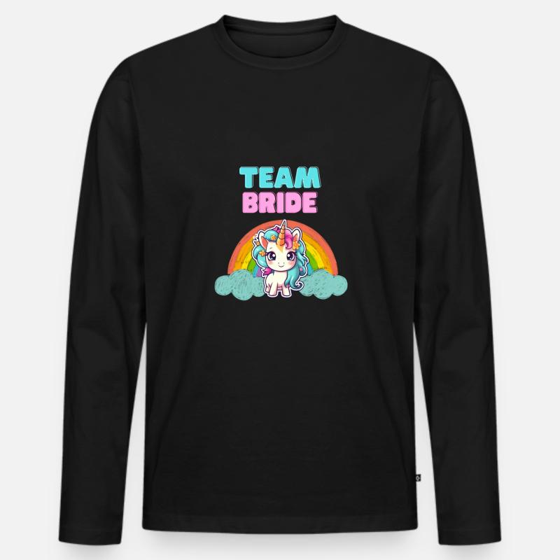 "Team Bride" Einhorn-Design - Männer Premium Bio Langarmshirt - Schwarz