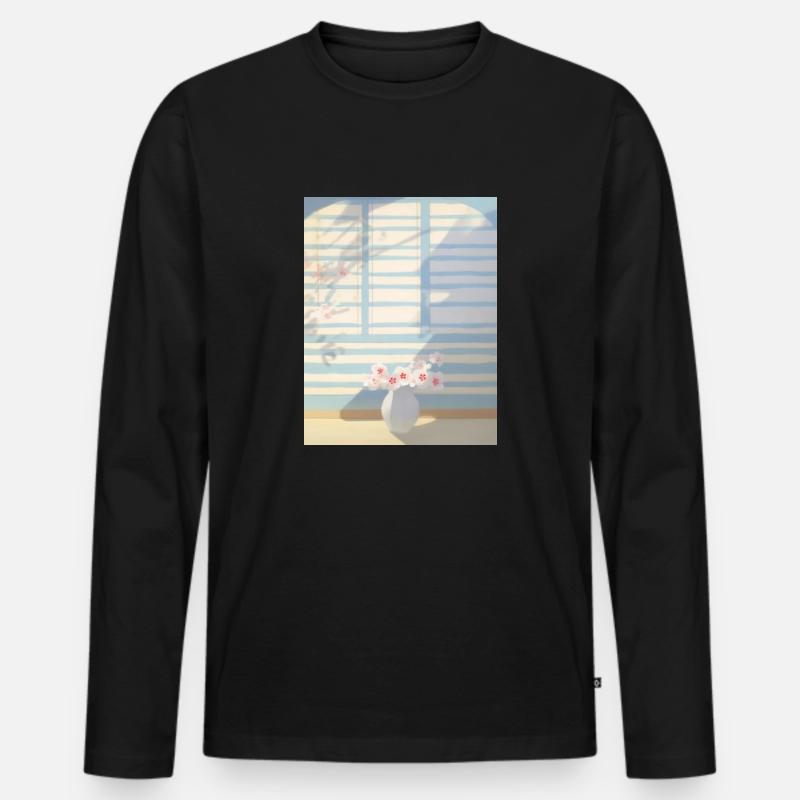 Blumenstrauß Illustration - Männer Premium Bio Langarmshirt - Schwarz