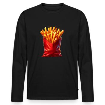French fries - Men's Premium Organic Long Sleeve Shirt - black - Front - Nico (187cm)