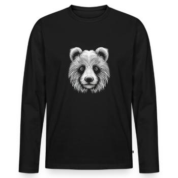 Enchanteur Op Art Panda Portrait toile - T-shirt manches longues Premium bio Homme - noir - Devant - Nico (187cm)