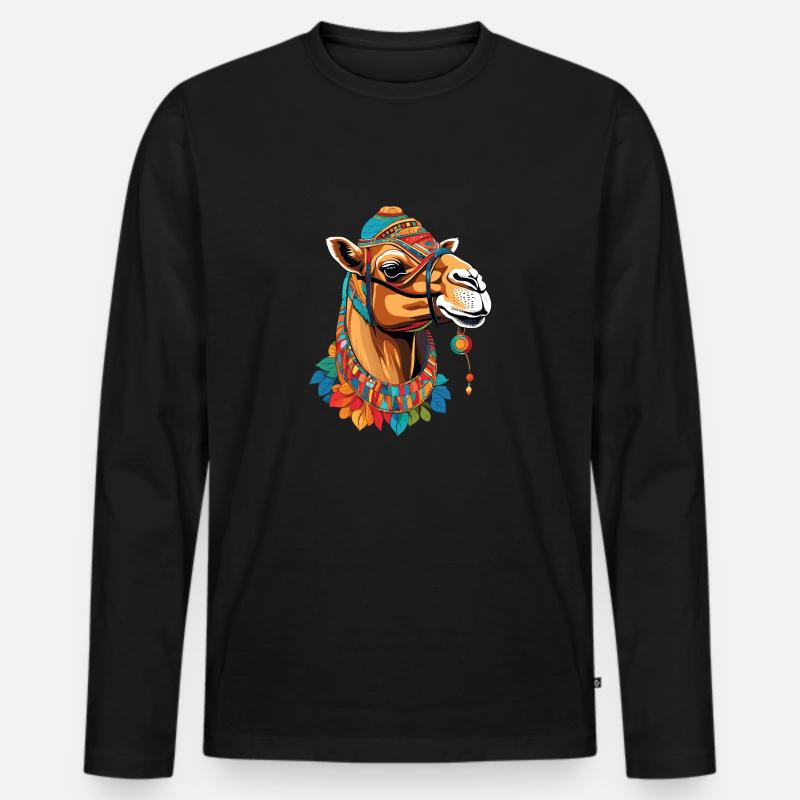 Kamel - Männer Premium Bio Langarmshirt - Schwarz