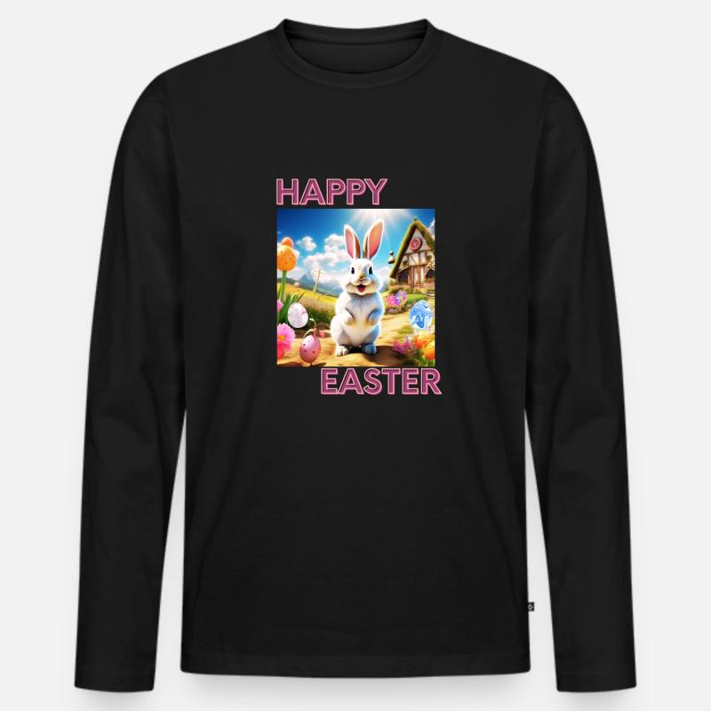 Frohe Ostern - Männer Premium Bio Langarmshirt - Schwarz