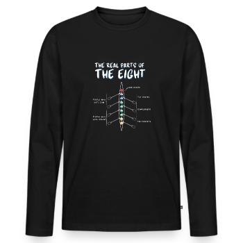 Rowing funny art gift, The real parts of the eight - Men's Premium Organic Long Sleeve Shirt - black - Front - Nico (187cm)