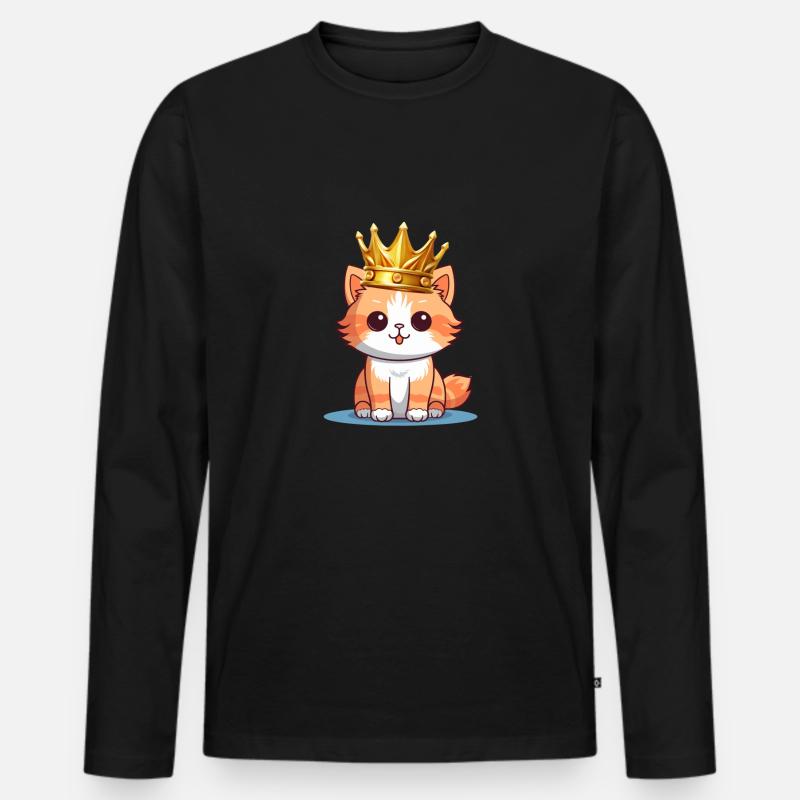 Kätzchen König - Männer Premium Bio Langarmshirt - Schwarz