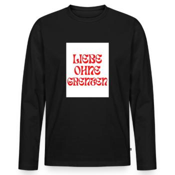 Liebe ohne Grenzen - Männer Premium Bio Langarmshirt - Schwarz - Vorne - Nico (187cm)