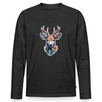 Chevreuils jeunes - T-shirt manches longues Premium bio Homme - anthracite chiné - Devant - Nico (187cm)