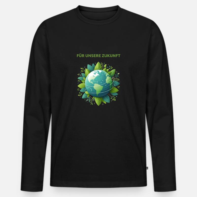 Klimaschutz Erde - Männer Premium Bio Langarmshirt - Schwarz