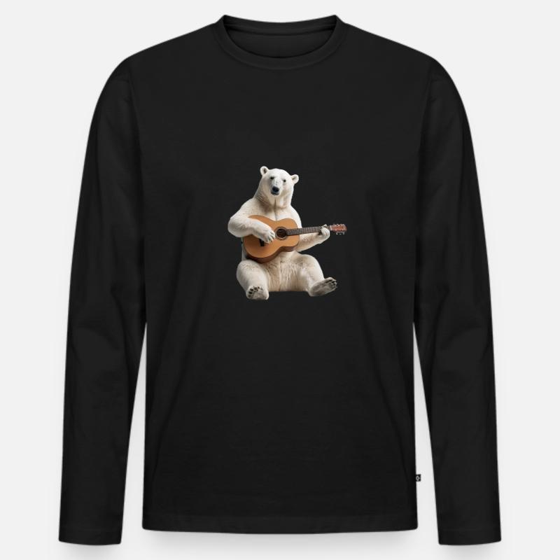 Polar Bear Gitarre - Männer Premium Bio Langarmshirt - Schwarz