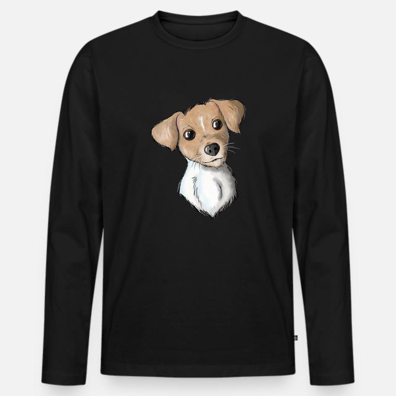 Terrier 11 - Männer Premium Bio Langarmshirt - Schwarz