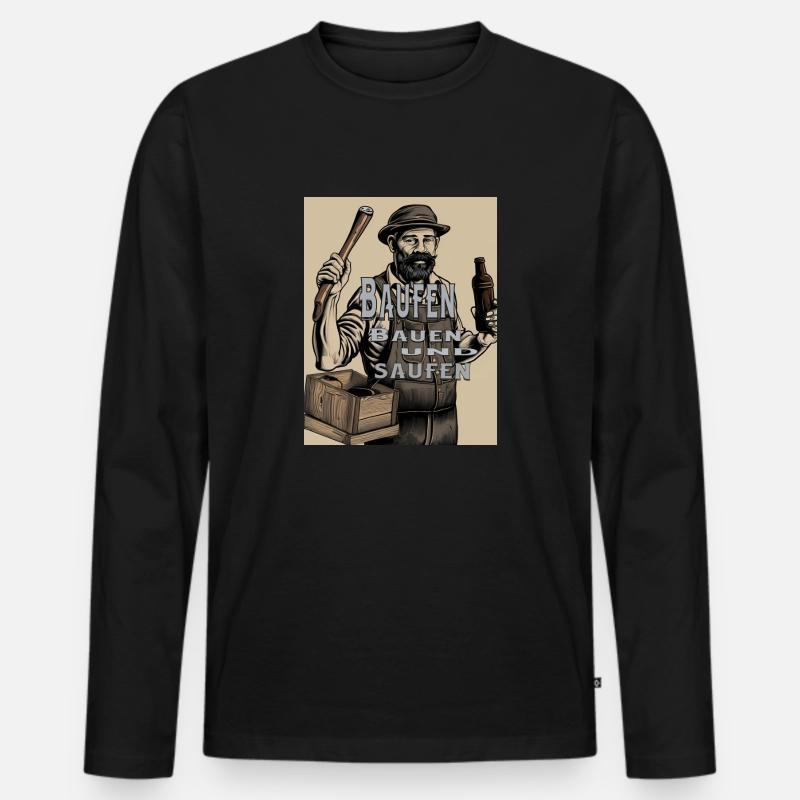 Baufen - Männer Premium Bio Langarmshirt - Schwarz