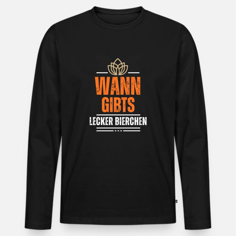Wann gibt's Lecker Bierchen - Männer Premium Bio Langarmshirt - Schwarz