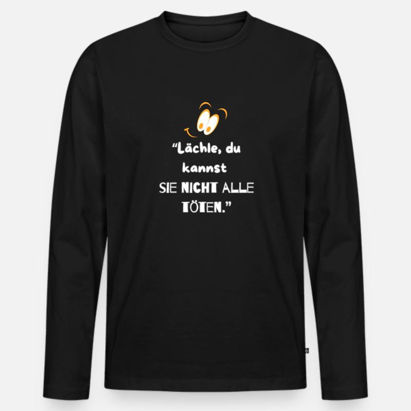 “Lächeln & Überleben” - Männer Premium Bio Langarmshirt - Schwarz