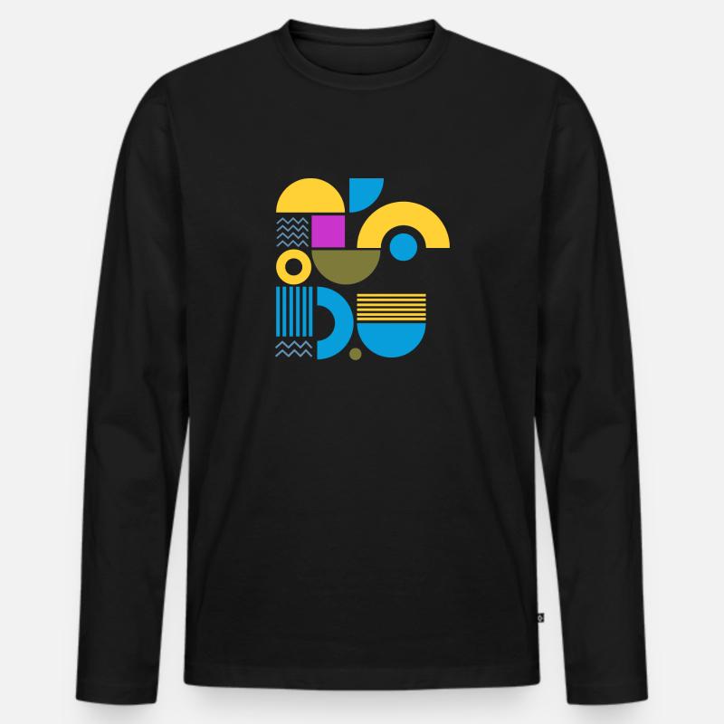 "Modern Look Yellow Blue" - Männer Premium Bio Langarmshirt - Schwarz