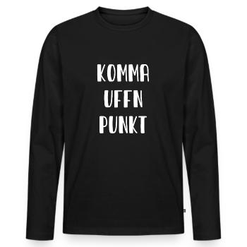Berlin Dialekt - Komma Uffn Punkt - Männer Premium Bio Langarmshirt - Schwarz - Vorne - Nico (187cm)