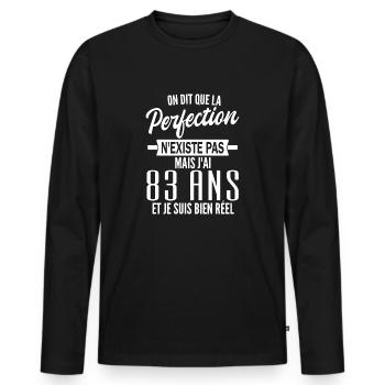 t-shirt 83 ans / cadeau 83 ans / jai 83 ans - T-shirt manches longues Premium bio Homme - noir - Devant - Nico (187cm)