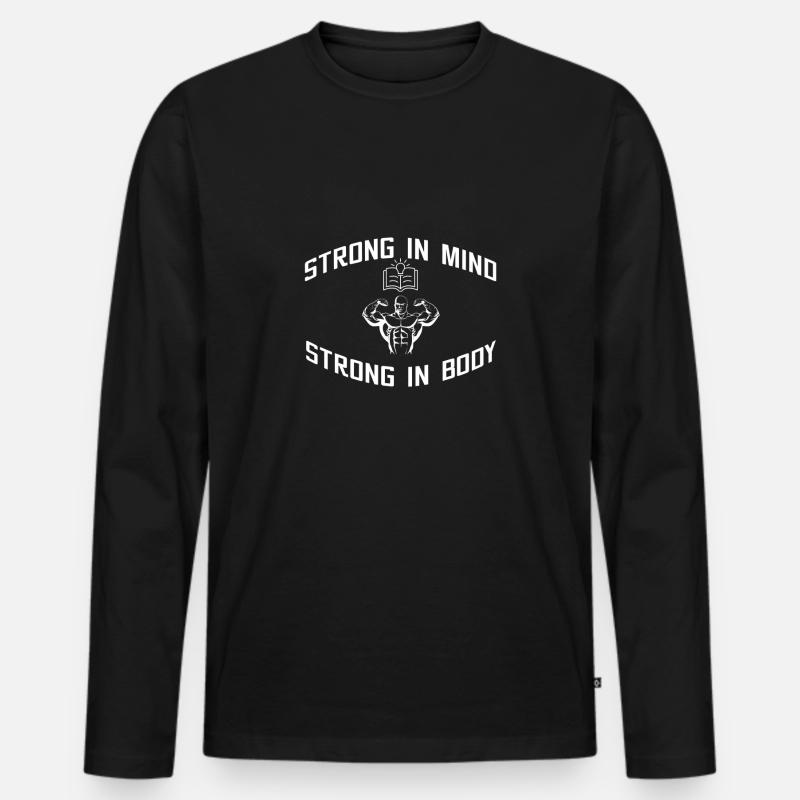 Strong Mind v2 - Männer Premium Bio Langarmshirt - Schwarz