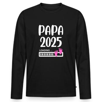 Papa 2025 idée annonce grossesse fille - T-shirt manches longues Premium bio Homme - noir - Devant - Nico (187cm)