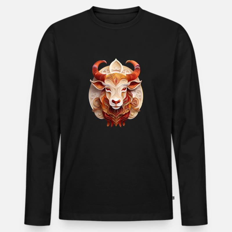 Sternzeichen Stier - Männer Premium Bio Langarmshirt - Schwarz