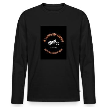 Je lauter der Auspuff desto schöner die Musik - Männer Premium Bio Langarmshirt - Schwarz - Vorne - Nico (187cm)