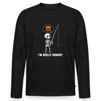 J’ai vraiment faim - T-shirt manches longues Premium bio Homme - noir - Devant - Nico (187cm)