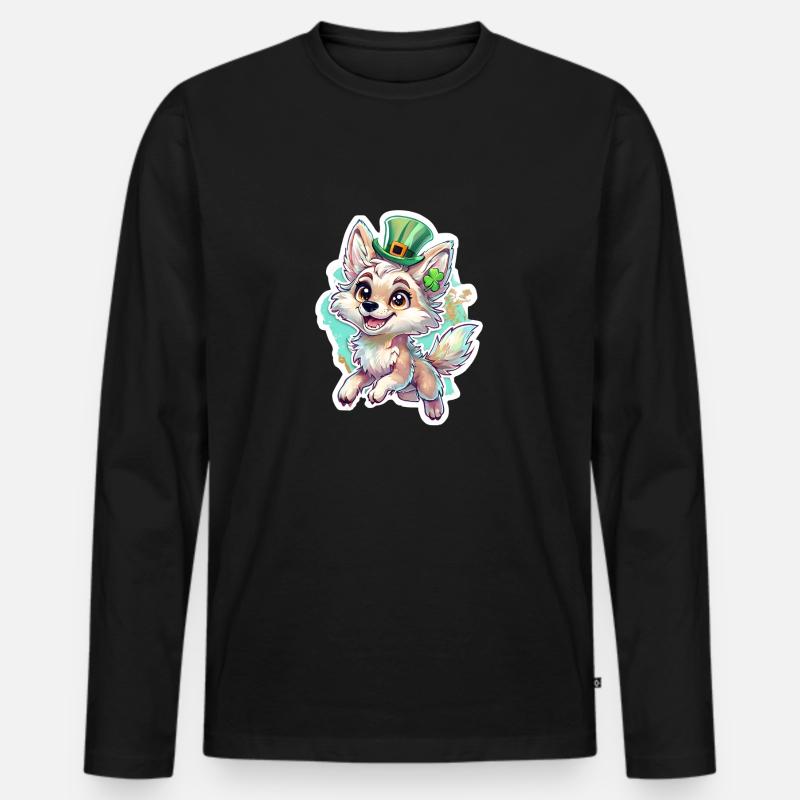 St. Patrick’s Day Fuchs - Männer Premium Bio Langarmshirt - Schwarz