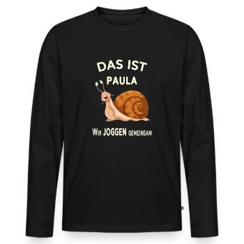 Gemeinsam joggen Lustige Sprüche Humor - Männer Premium Bio Langarmshirt - Schwarz - Vorne - Nico (187cm)