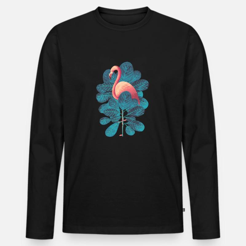 Flamingo - Männer Premium Bio Langarmshirt - Schwarz