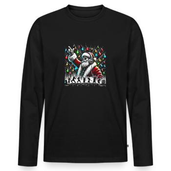 DJ Santa Claus Party Vibes – Fun Christmas Design - Men's Premium Organic Long Sleeve Shirt - black - Front - Nico (187cm)
