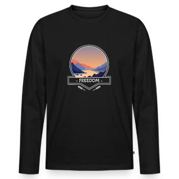 Freedom - Mountains and Water - Männer Premium Bio Langarmshirt - Schwarz - Vorne - Nico (187cm)