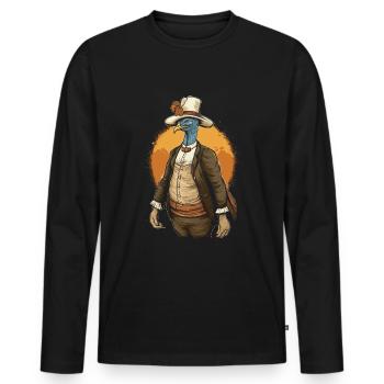Thanksgiving American Pilgrim Turkey - Men's Premium Organic Long Sleeve Shirt - black - Front - Nico (187cm)