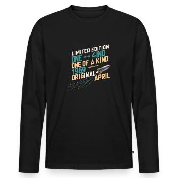 Avril 1969 Anniversaire Avril 1969 Avril - T-shirt manches longues Premium bio Homme - noir - Devant - Nico (187cm)